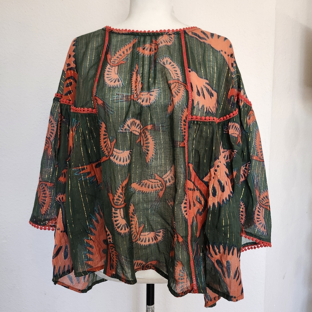 SOLD Rachel Zoe Boho Bird Blouse - M